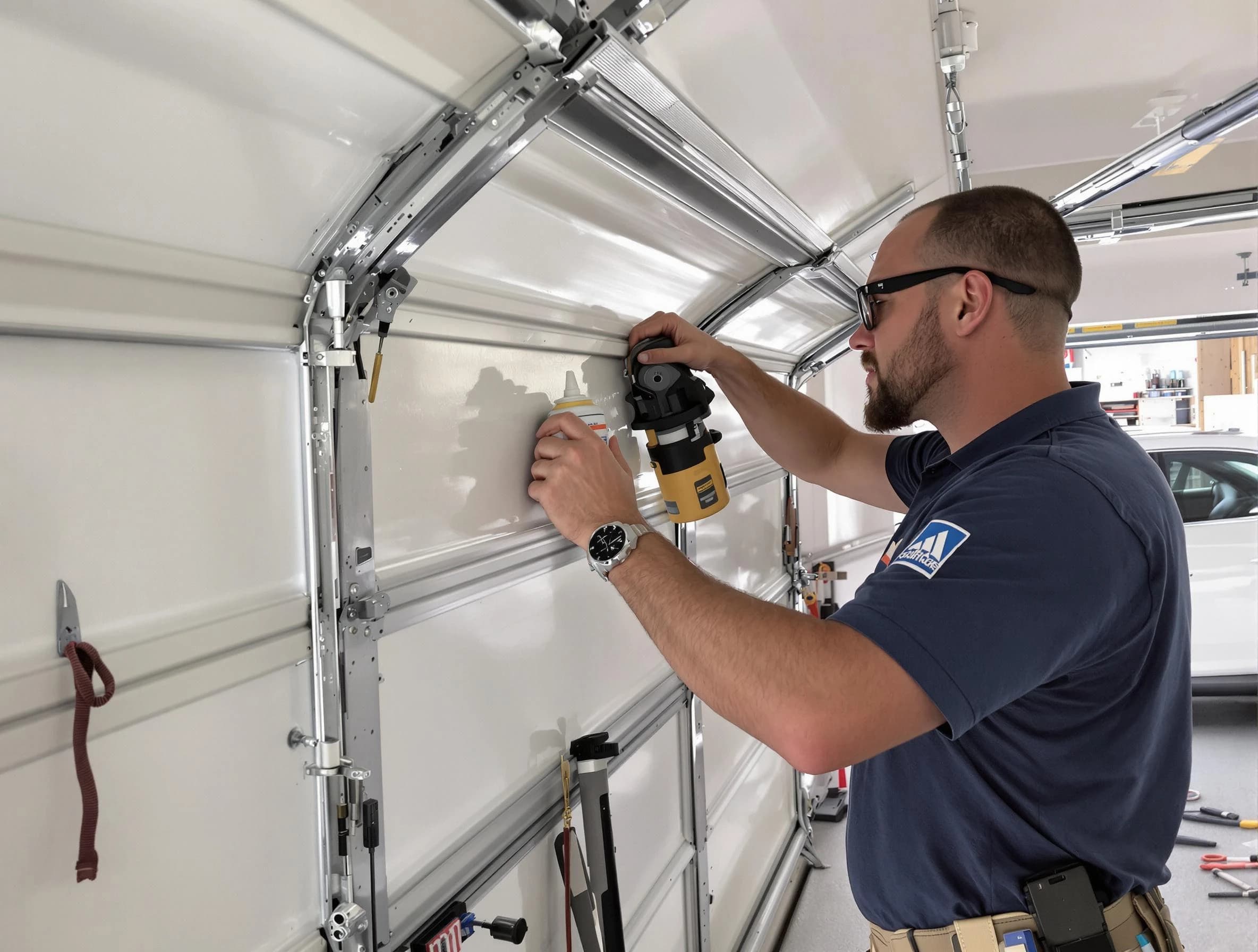 Orlando Garage Door Repair technician performing comprehensive noise reduction service in Orlando