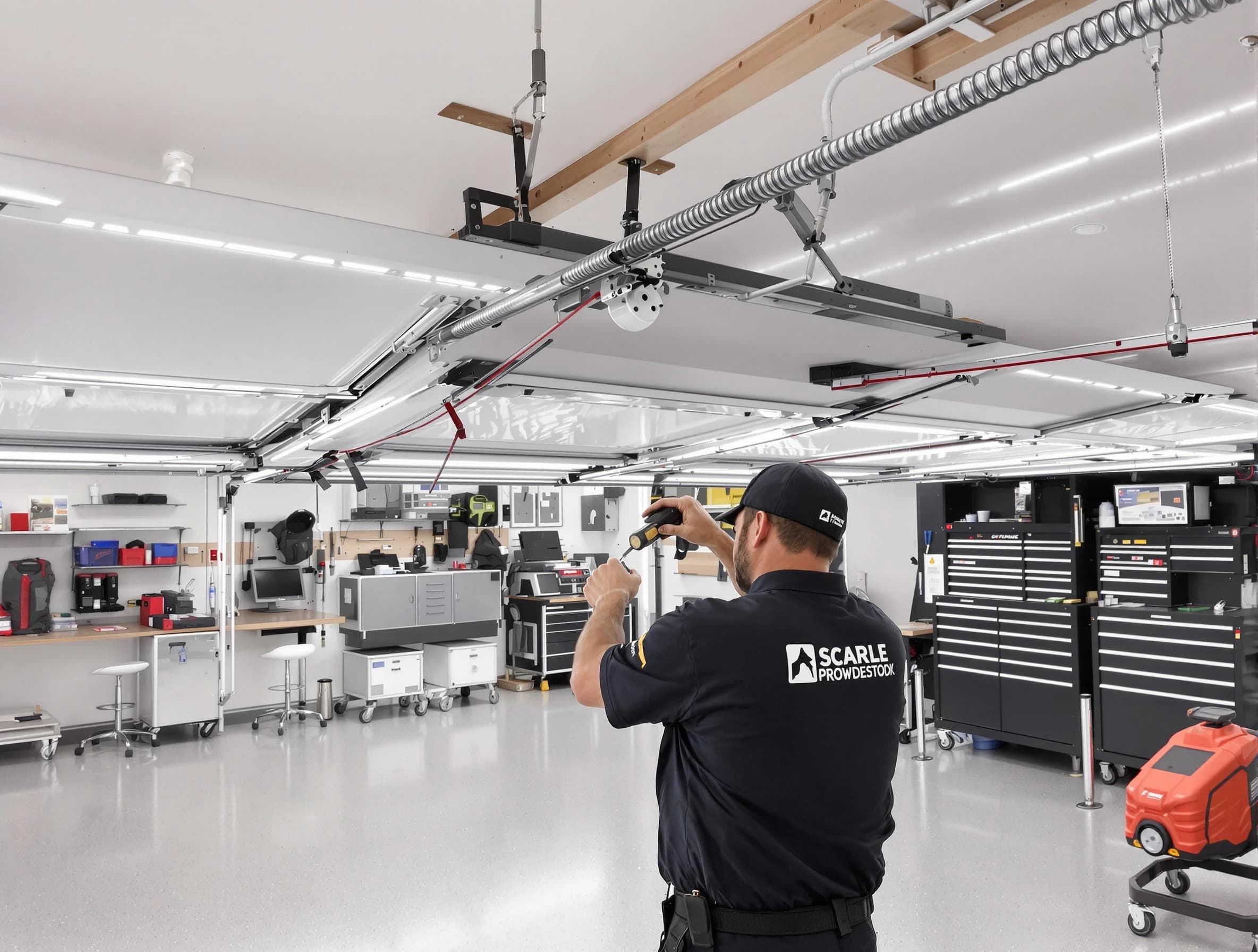 Orlando Garage Door Repair technician repairing overhead garage door in Orlando
