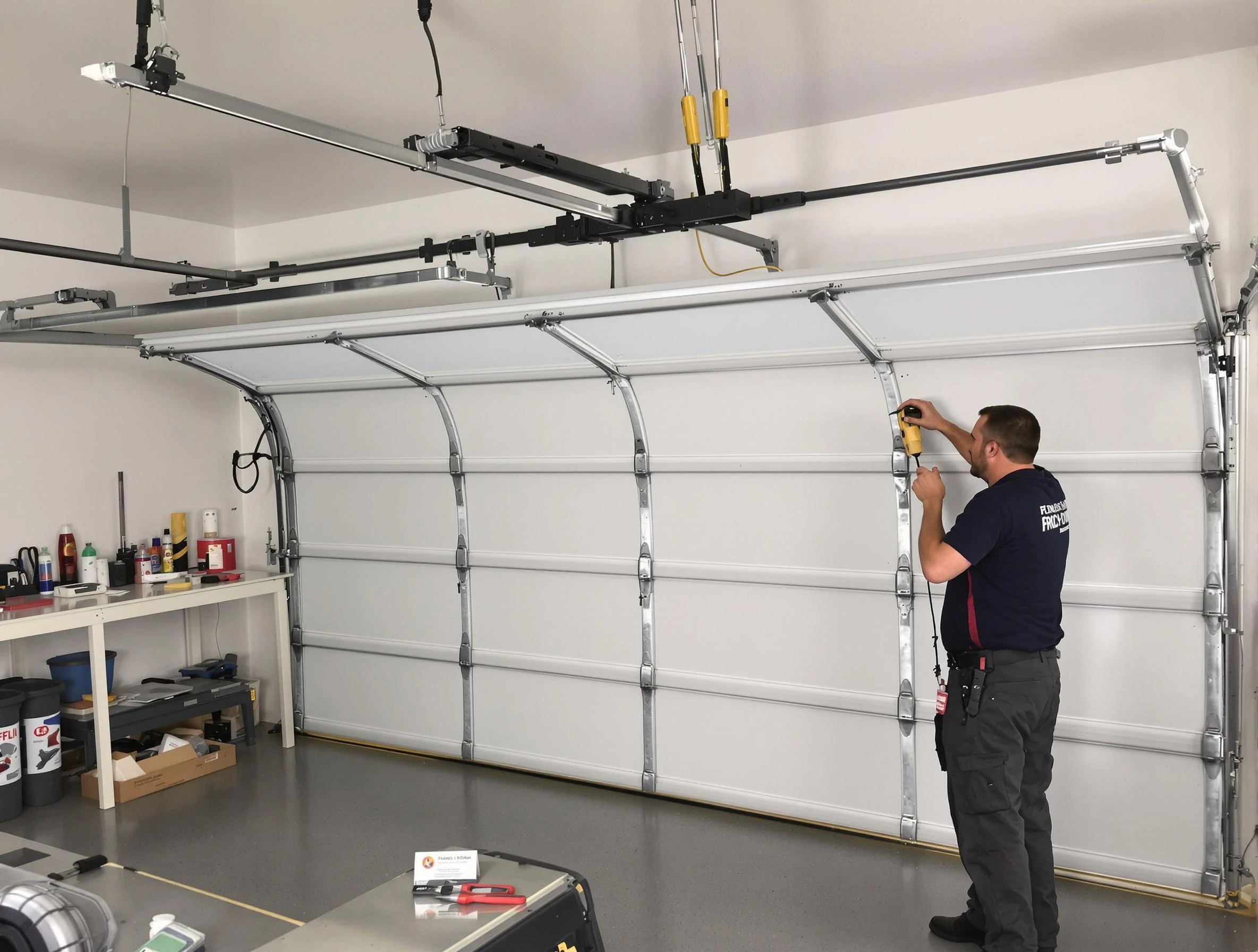 Orlando Garage Door Repair certified technician performing overhead door system repair in Orlando