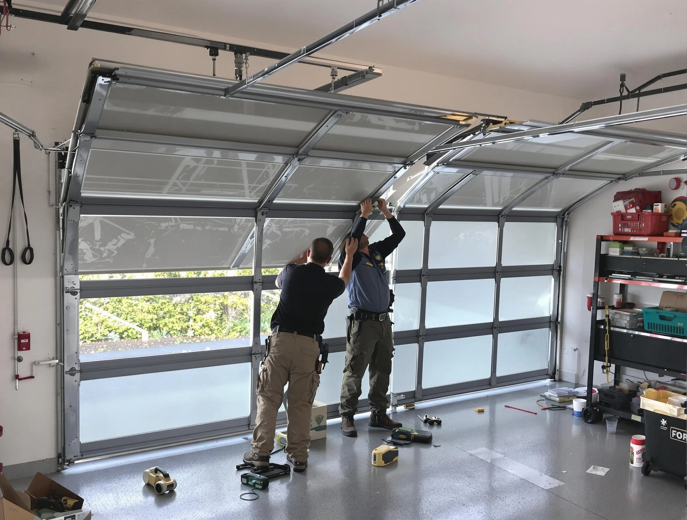 Orlando Garage Door Repair expert performing precise panel replacement on Orlando garage door