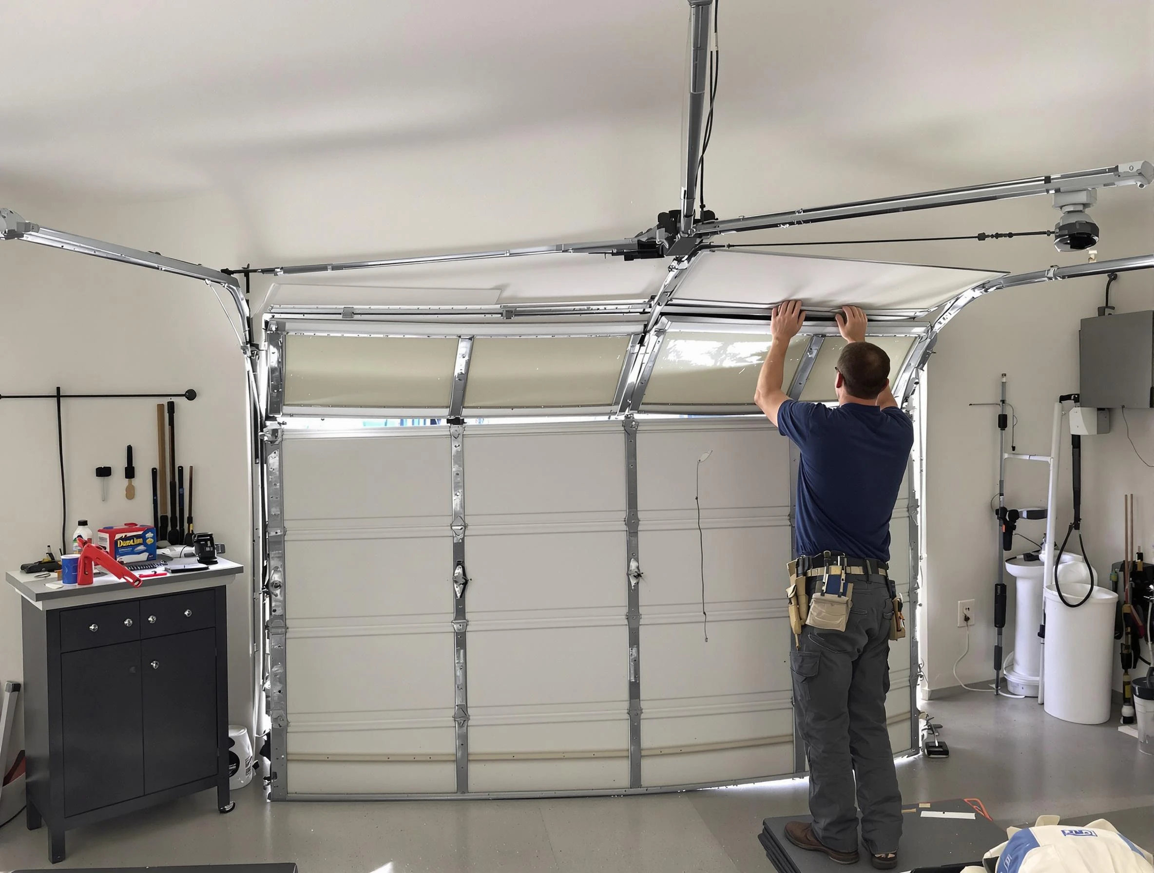 Orlando Garage Door Repair specialist performing precise section replacement on Orlando garage door